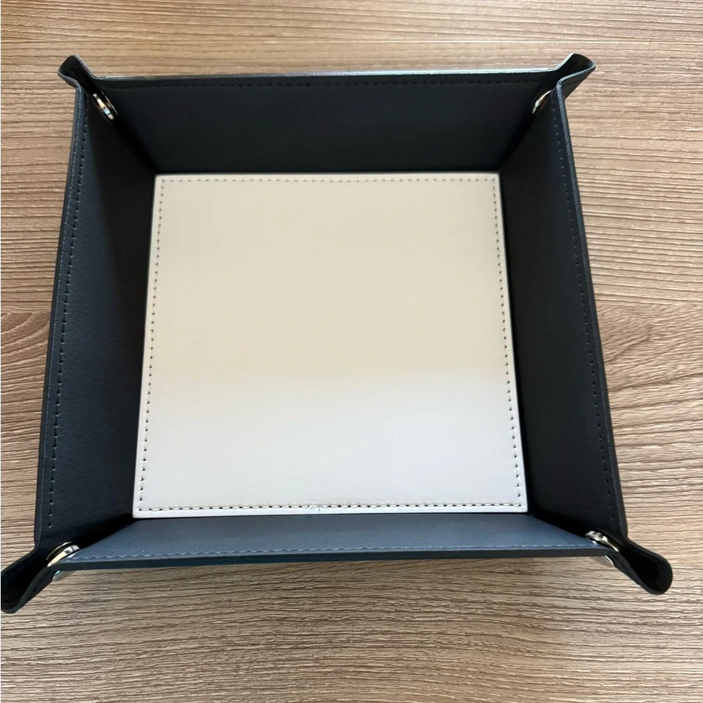 HANDMADE FASHION Foldable PU Leather Accessory Tray With Snap Closure